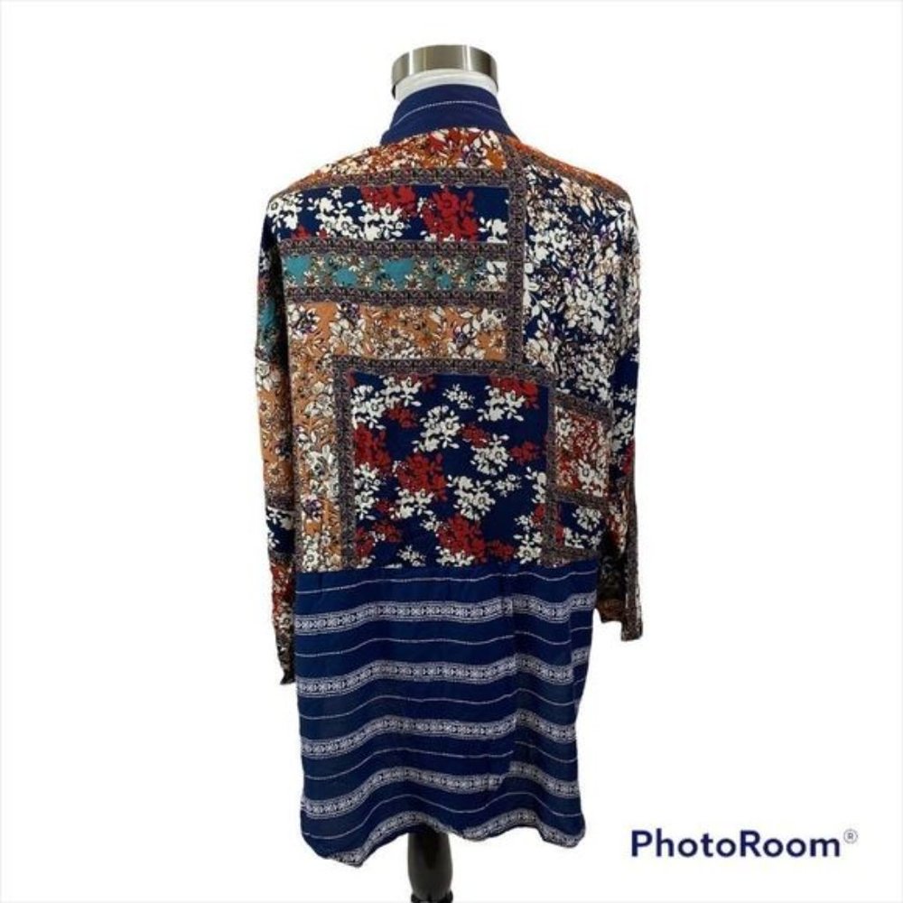 New with Tags En Crème Long Sleeved Mixed Print Short Kimono Size XS/S - Picture 6 of 12